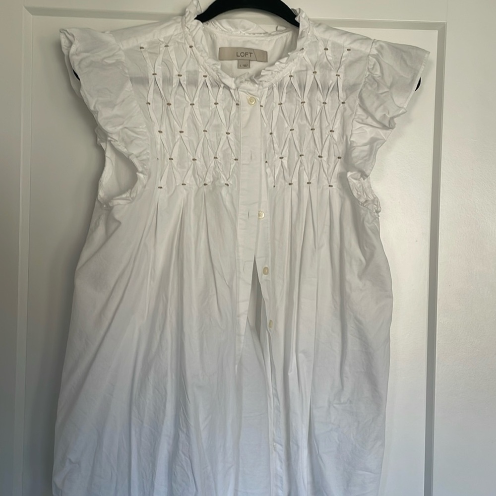 Loft white sleeveless blouse